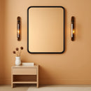 Black Metal Framed Vanity Mirror 36x24 Inch For Over Sink