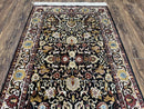 Sino Persian Silk Rug 3x5 Oriental Carpet 3 x 5 Fine Silk Rug, Black Ivory Gold, Animal Motifs, Flowers, High Quality, Vintage Silk Rug Wow
