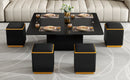[Video Provided] U-Can Lift-Top Coffee Table with 4 Storage Stools, Modern Space Saving Center Table with Foldable Top, Multi-Functional Adjustable Coffee Table for Living Room