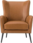 Faux Leather Wingback Chair With Black Nailhead Trim
