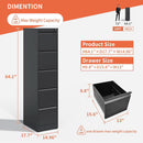 Metal 5 Drawer Vertical File Cabinet With Lock For A4 Letter Legal