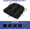 Chair Cushions 4 Pack Memory Foam With Non Slip Backing 15.5x15.5x4 Black