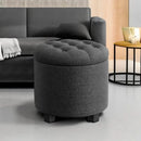 Dark Gray Round Ottoman 17InchesDiameter With Storage
