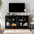 55 Inch Solid Wood Buffet Cabinet Farmhouse Sideboard Black
