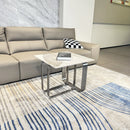 Rectangular End Table with Sintered Stone Top, Silver Metal Frame, for Living Room