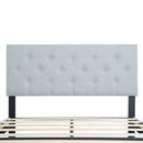 Modern Upholstered Platform Bed Frame With Button Tufted Fabric Headboard
