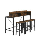 59 inch bar table, dining table, sofa table with power socket and LED light, 3 saddle stools, 4-piece bar table and chairs set for living room, dining room and kitchen