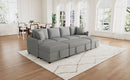 109.1' Sectional Sofa Convertible Pull-out Sofa Bed with Movable Storage Ottoman, Gray Chenille Fabric