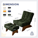 Green Adjustable Backrest Accent Chair With Ottoman