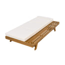 LOUNGE CHAISE SET WITH HEADREST,SPACE AVAILABLE ON ONE SIDE, ACACIA WOOD WITH WATER-RESISTANT LOUNGE CUSHIONS (CREAM & 3-FOLD & 4 inch) - MATCHING DARK GREY/BEIGE VERSION AVAILABLE
