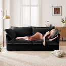 Modern Slipcovered 2-Seat Sofa Couches for Living Room, 2 Seater Sofa, Plain Chenille Deep Seat Sofa with Upholstered Cushion&Detachable Cover, Comfy Sofa Couch for Small Space, Apartment, Black