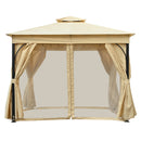 TREXM 10x10 Outdoor Gazebo Tent with Double Roofs, Patio Gazebo with Mosquito Netting and Privacy Screens, Patio Canopy for Shade and Rain for Backyard, Garden, Lawn and Deck (Beige)