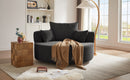 360° Swivel Accent Barrel Chair with Removable Pillows, Black Chenille, 56.3x56.3x36.5 inches