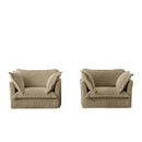 Set of 2 Slipcovered Armchairs,Deep Seat Accent Chair Set for Living Room, Reading Room, Bedroom and Working Spaces,Armchair Sets with Large Soft Pillows,Camel Corduroy Fabric