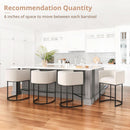 27 Inch Counter Height Bar Stools Set Of 2 With Backrest And Armrests Beige Linen Upholstery Black Metal Frames