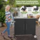 Outdoor Grill Cart with 304 Stainless Steel Sink and Cabinet, Black and Silver, L38' x W18' x H35'