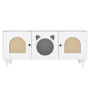 Furniture Style Cat Cabinet Cream White Cat Litter Box with Sisal Scratching Door MDF