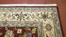 8x12 Indo-Mahal Rug, Floral Allover, Red & Beige, Wool Vintage Handmade Traditional Carpet