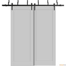 Quadro 4111 Matte Grey Double Barn Door and Black Bypass Rail