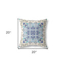18” White Blue Rose Box Indoor Outdoor Zippered Throw Pillow