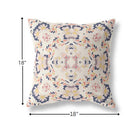 18" Navy White Filigree Indoor Outdoor Zip Throw Pillow