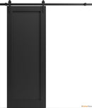 Quadro 4111 Matte Black Barn Door and Black Rail