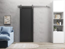 Quadro 4111 Matte Black Barn Door and Black Rail