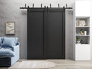 Quadro 4111 Matte Black Double Barn Door and Black Bypass Rail