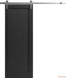 Quadro 4111 Matte Black Barn Door and Silver Rail