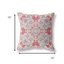 16" Purple Red Filigree Indoor Outdoor Zip Throw Pillow