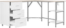 L Shaped Desk Two Toned With Drawers And Open Shelf Home Office