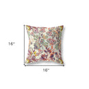 16” Orange Green Florals Indoor Outdoor Zippered Throw Pillow