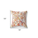 18” Peach Cream Florals Indoor Outdoor Zippered Throw Pillow