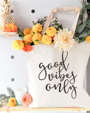 Good Vibes Only Cotton Canvas Tote Bag