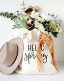 Hello Spring Cotton Canvas Tote Bag