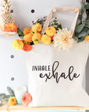 Inhale and Exhale Cotton Canvas Tote Bag