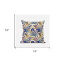 16” Blue Cream Tropical Suede Throw Pillow