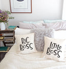 Big Boss and Little Boss Cotton Canvas Pillow Covers, 2-Pack