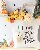 I Love You a Latte Cotton Canvas Tote Bag