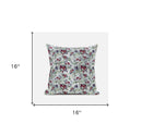 16" Light Green Magenta Roses Suede Throw Pillow