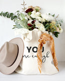 You Are Enough Cotton Canvas Tote Bag