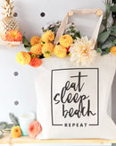 Eat, Sleep, Beach, Repeat Cotton Canvas Tote Bag