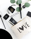 Love Cotton Canvas Cosmetic Bag