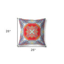 18” Blue Orange Geo Tribal Indoor Outdoor Throw Pillow