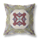 16” Green Brown Geo Tribal Indoor Outdoor Throw Pillow