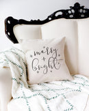 Merry and Bright Cotton Canvas Christmas Holiday Pillow Cover
