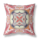 18” Red Orange Geo Tribal Indoor Outdoor Throw Pillow