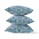 18" Blue Aqua Cloverleaf Indoor Outdoor Throw Pillow