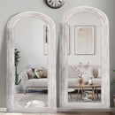 Arched Full Length Mirror With Solid Wood Frame 71x32 Rustic White