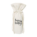 Happy Holiday Christmas Canvas Wine Bag